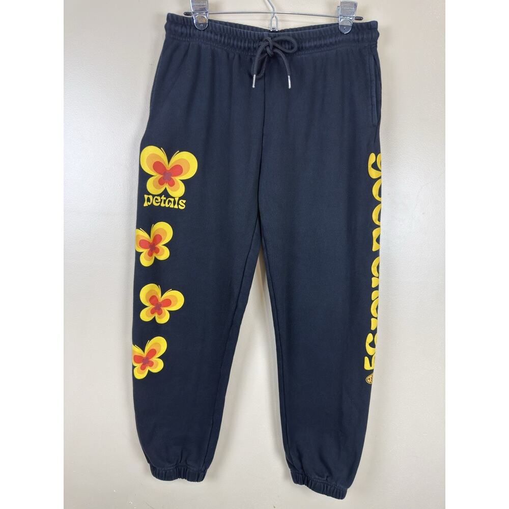 Petals and Peacocks Good Energy Butterfly Black Joggers Women's XL Sweatpants